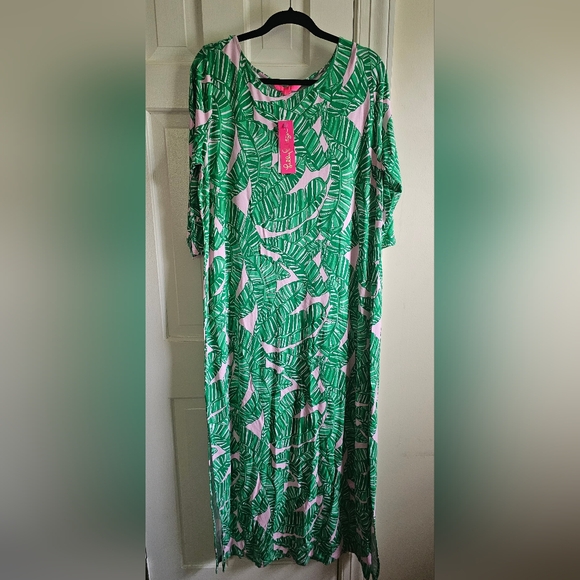 Lilly Pulitzer Conch Shell Pink and Green Maxi Dress - Picture 2 of 5